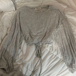 Gray Sweater - adjustable cinching at the waist